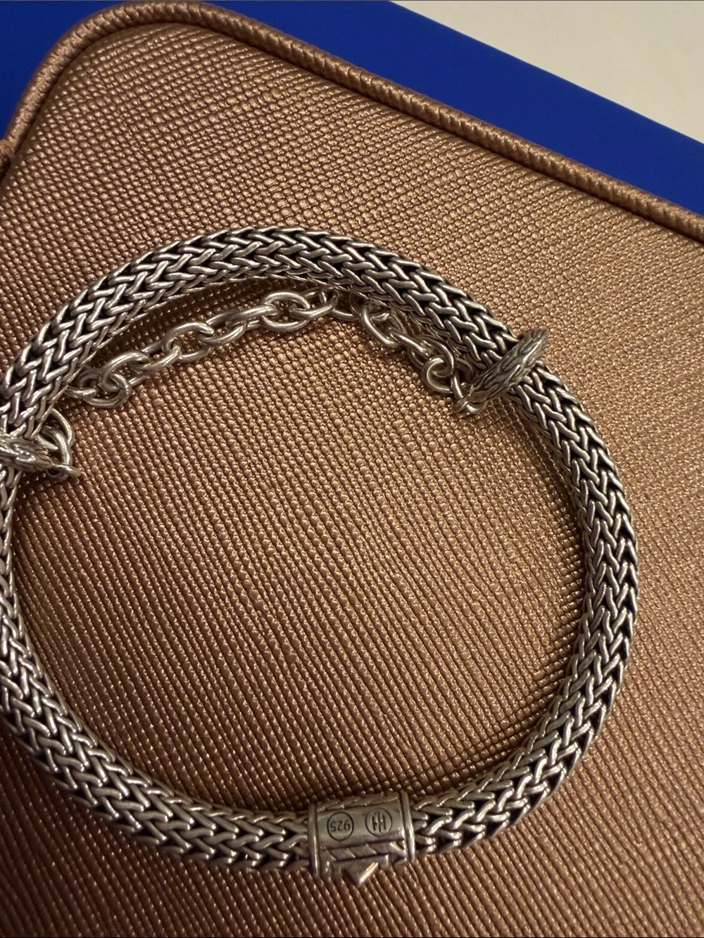 John Hardy Woven Rope Silver-Tone Bracelet with Chain Accent